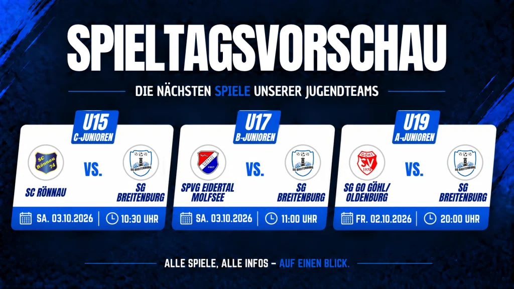 Unsere Spiele am Wochenende – 02. bis 04. Oktober 2026
